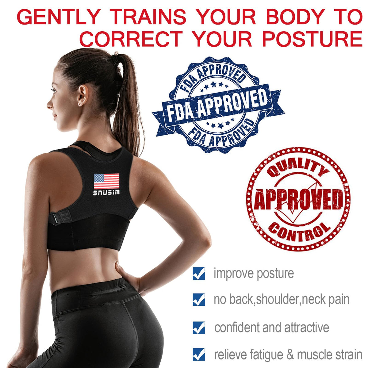 SNUSIM Posture Corrector Upper Back Brace Neck Shoulder Back Support Brace Pain Relief Belt for Women Men Braces Spine Straightener Breathable (Chest sizes from 28" to 50")
