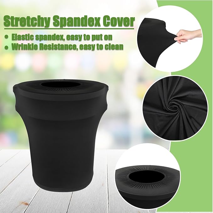 BTSKY 3Pcs Black Round Trash Can Cover 32 Gallon Stretch Spandex Trash Can Covers Outdoor Decorative Trash Bin Covers for Outside Wedding Parties Commercial Fundraiser Decor