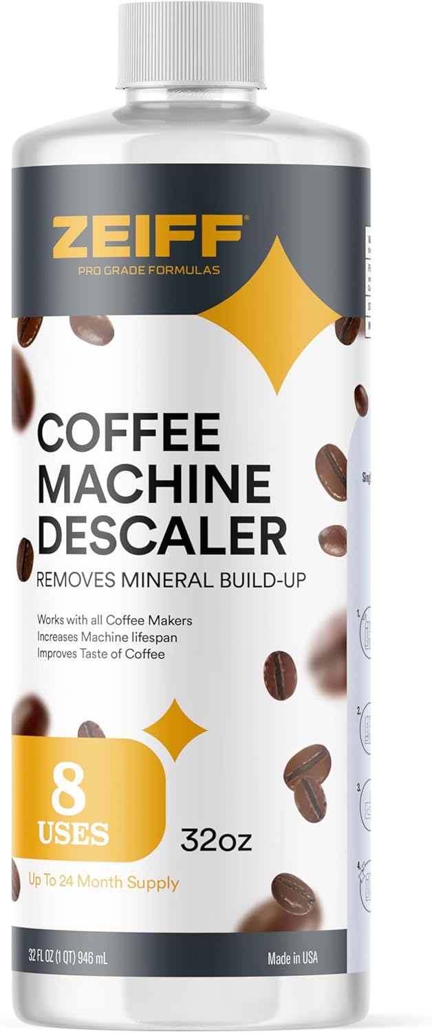 Coffee Machine Descaler - 32oz (8 Uses) - Compatible with Nespresso, Breville, Delonghi, Keurig Descaling Solution for Coffee Maker Cleaner and Descaler - Coffee and Espresso Machine Descaler