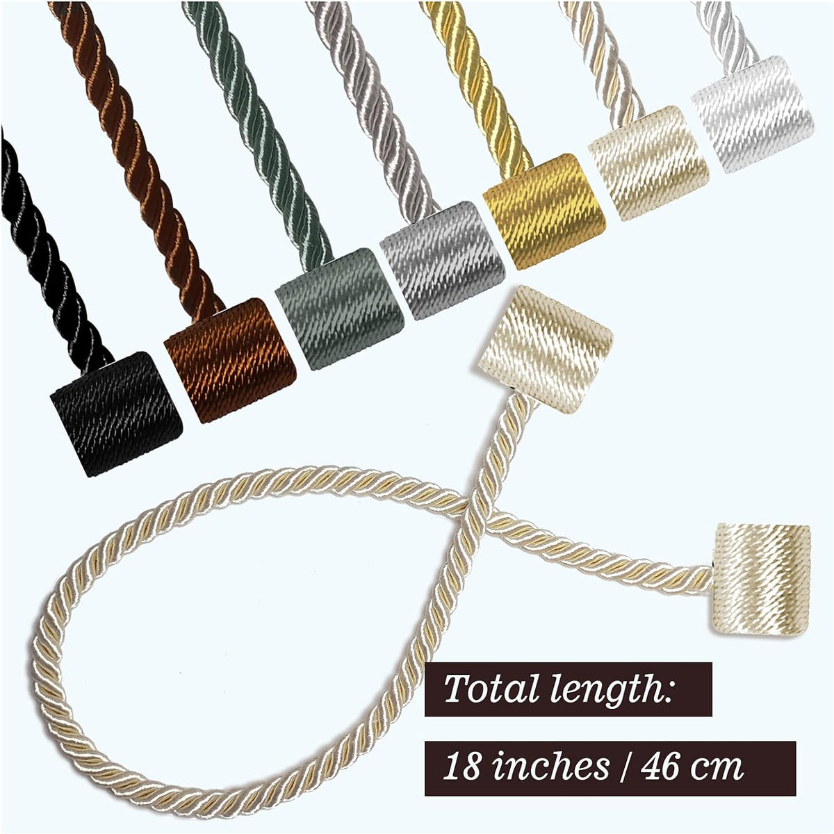 Hion Magnetic Curtain Tiebacks Beige 2pcs, Curtain Tiebacks Buckles Holdbacks Holders Hooks Clip for Home Bedroom Office Decorative Curtain