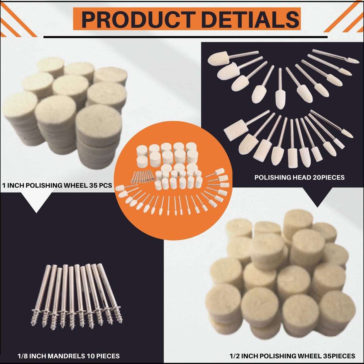 100PCS Polishing Buffing Wheel for Dremel Polishing Kit, Polishing Wheel for Dremel Tool Accessories, with 1/8" Shank for Dremel Buffing Wheels