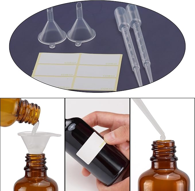 YIZHAO Clear Glass Dropper Bottle 2oz, Tincture Bottles with Glass Dropper, for Essential Oils, Aromatherapy, Cosmetic, Laboratory, Pharmacy, Liquids, Travel –6 Pcs