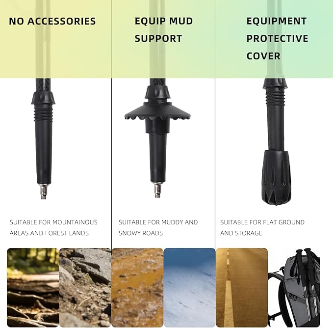 3K Carbon Fiber Trekking Poles & Walking Stick Retractable Lightweight for Hiking (1-PCS)