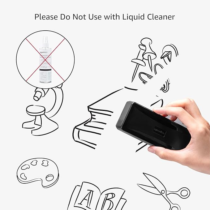 Amazon Basics Dry-Erase Whiteboard Eraser, for School, Office, Home, and Classroom, Black, 4-Pack,
