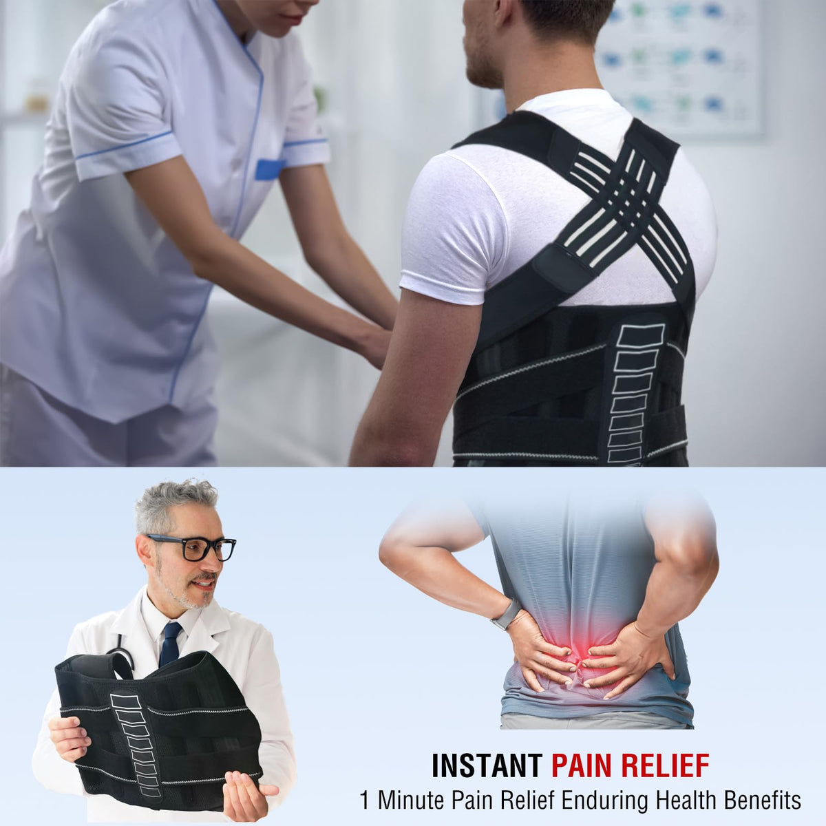 Enthra Back Brace Posture Corrector for Women and Men with Spine Vertical Alignment System, Lower Back Pain Relief, Back Straighter Instant Posture Corrector - Scoliosis