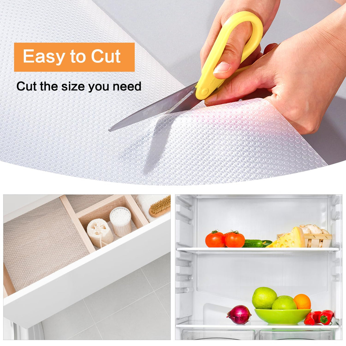 Bloss Clear Shelf Liner 11.8 x 59 Inch Non Adhesive Drawer Liner, Kitchen Cabinet Liners, Washable Cupboard Liner for Shelves, Refrigerator, Dresser