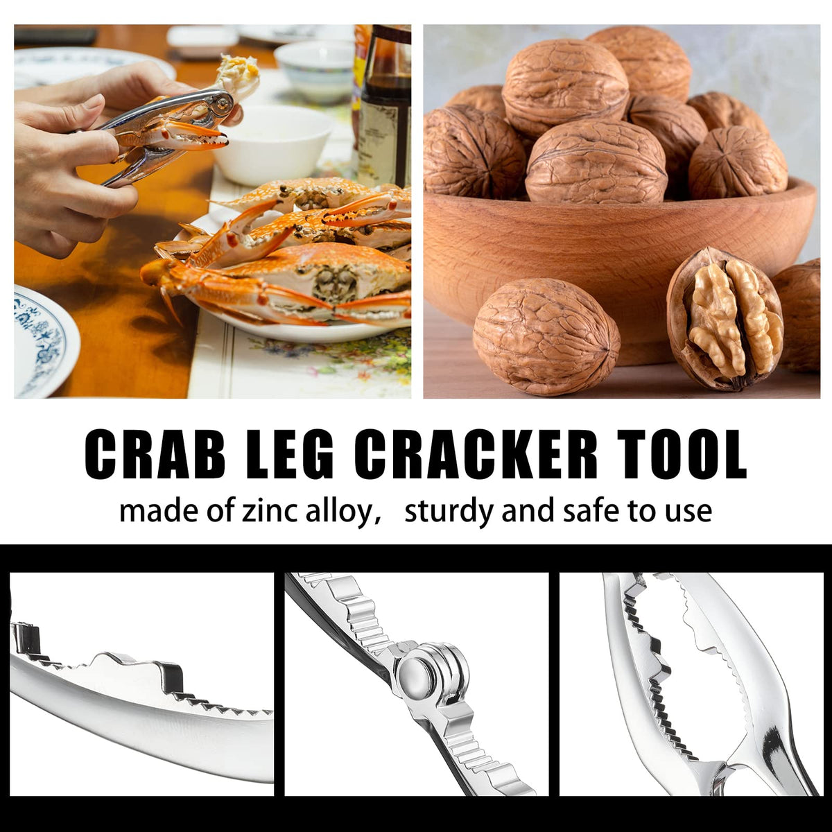 Jutom 93 Pcs Crab Crackers and Tools Set Seafood Tool with 30 Crackers, 30 Leg Forks, 30 Lobster Shellers, 2 Scissors, and 1 Storage Bag, Nut Cracker Set for Shellfish Claw Seafood Boil Party Supplies