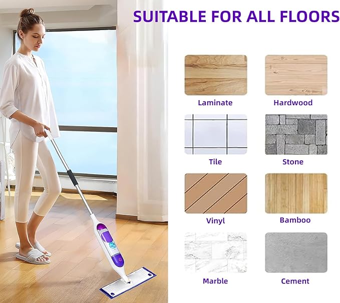 Upgraded Spray Refills Mop Pads for S-wiff-er PowerMop - Microfiber Mopping Pads for Multi - Surface Floor Cleaning - Reusable Mop Refill Pads Replacement Head for Swiffer Power Mop（10 Pack)
