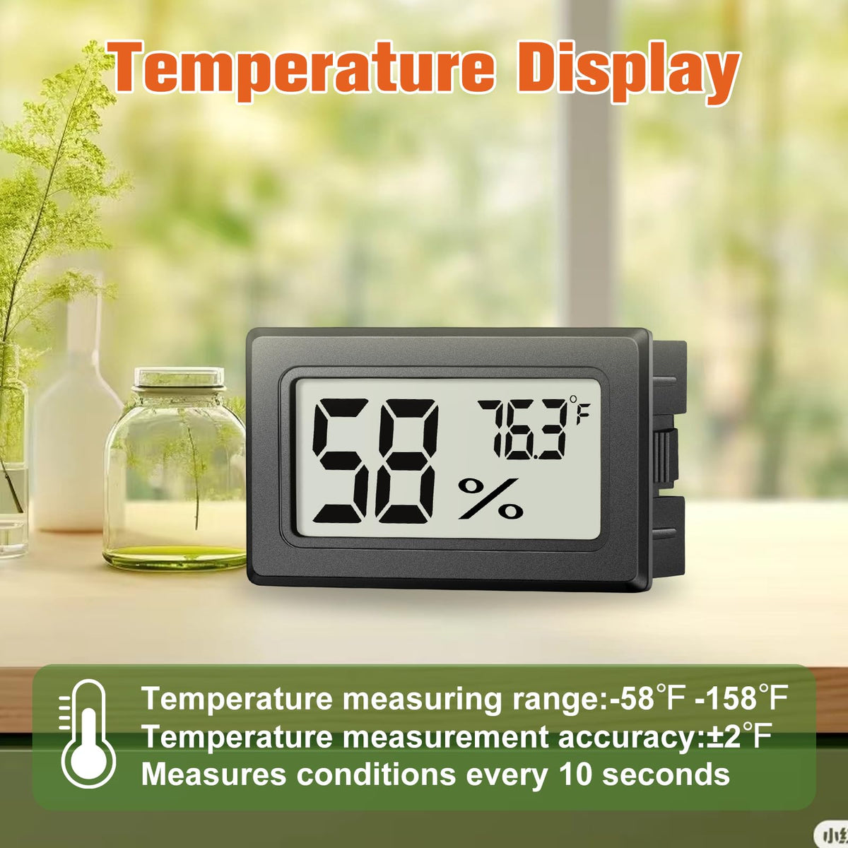 6 Pack Mini Hygrometer Indoor Humidity Meter, Small Digital Thermometer Humidity Gauge Meter, Indoor Thermometer Hygrometer Monitor Fahrenheit (℉) for Humidor, Thermostat Reptile Tank, Mason Jars
