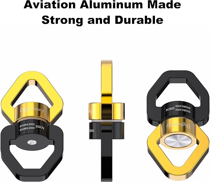 Swing Swivel, 35KN Safety Rotational Device, Swing Spinner for Web Tree Swing, Aerial Dance, Children's Swing, Hanging Hammock Black-Gold
