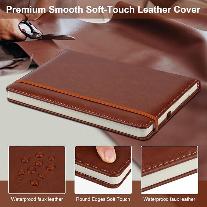 ZCZN 6 Pack Lined Journal Notebooks, 192 Pages A5 Hardcover Leather Journals for Work,Writing,School & Travel, College Ruled Journaling Notebooks for Notes Taking,Diary Notepad (Black*3+Brown*3)
