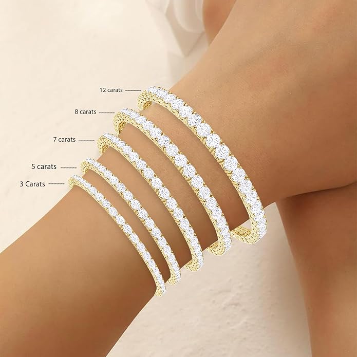 Houston Diamond District 3 to 50 Carat Classic LAB GROWN Diamond Tennis Bracelet 4 Prong Ultra Premium Collection (E-F Color, VS2-SI1 Clarity)