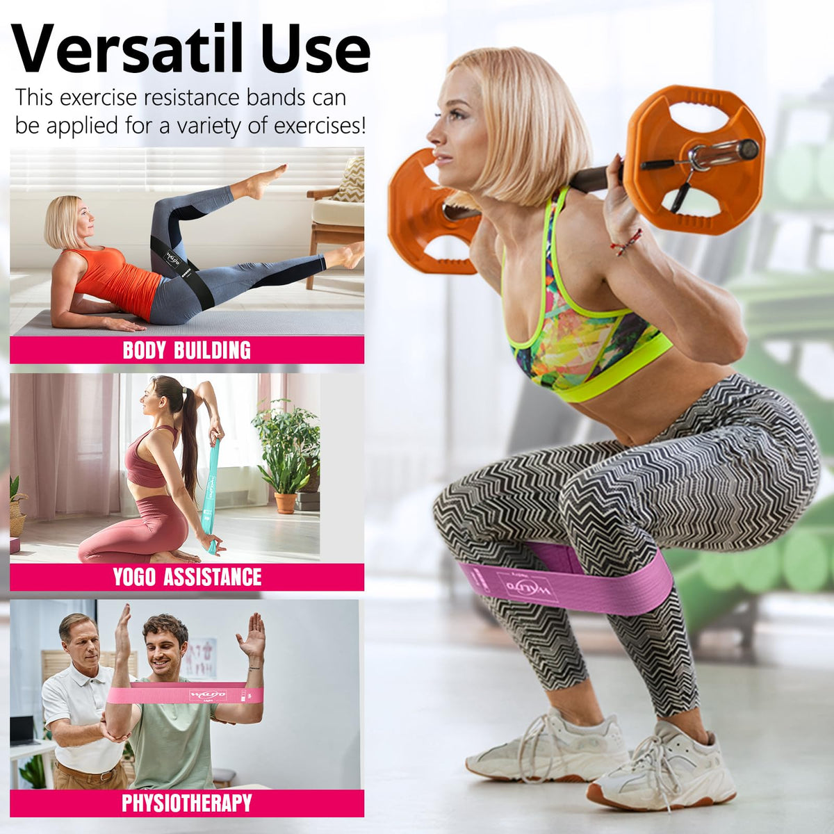 Fabric Resistance Bands for Working Out - Exercise Bands for Women Men,Non-Slip Booty Bands for Legs,Thigh Glute Bands for Workout,Fitness Bands for Yoga, Pilates, Physical Therapy and Home