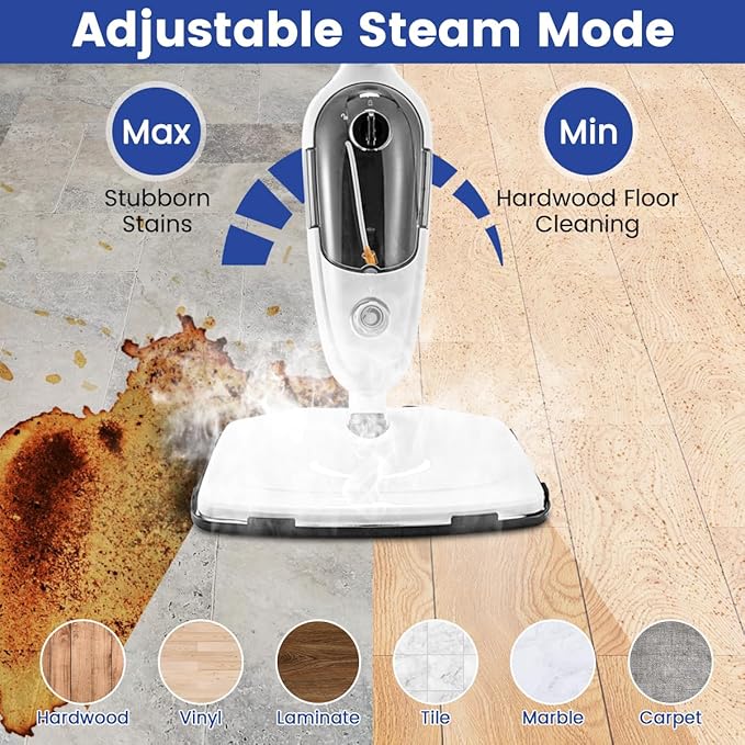 Steam Mops for Floor Cleaning, 10-in-1 Multipurpose Deep Steam Cleaner Mop for Home, Floor Steamers for Hardwood and Tile, Vinyl, Laminate, Carpet, Hard Floors with Attachments