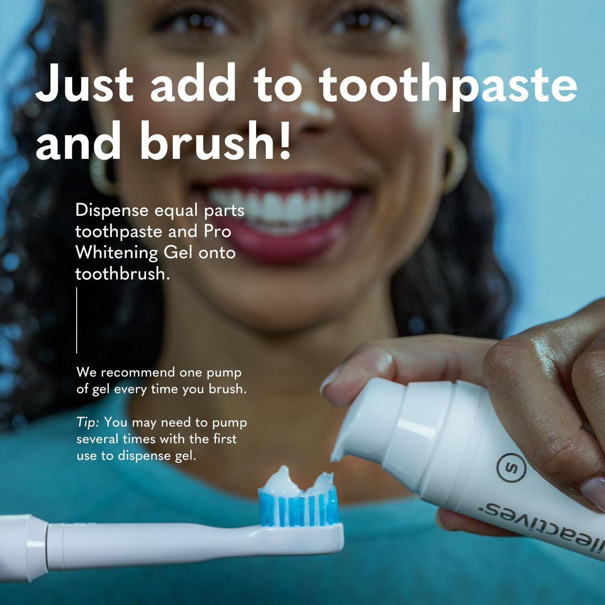 Smileactives Teeth Whitening Gel for Toothpaste with Clinical-Grade Hydrogen Peroxide, Tooth Stain Remover for White Teeth, Dentist Quality Pro Whitening Gel to Remove Coffee Stains, 2 oz Bottle