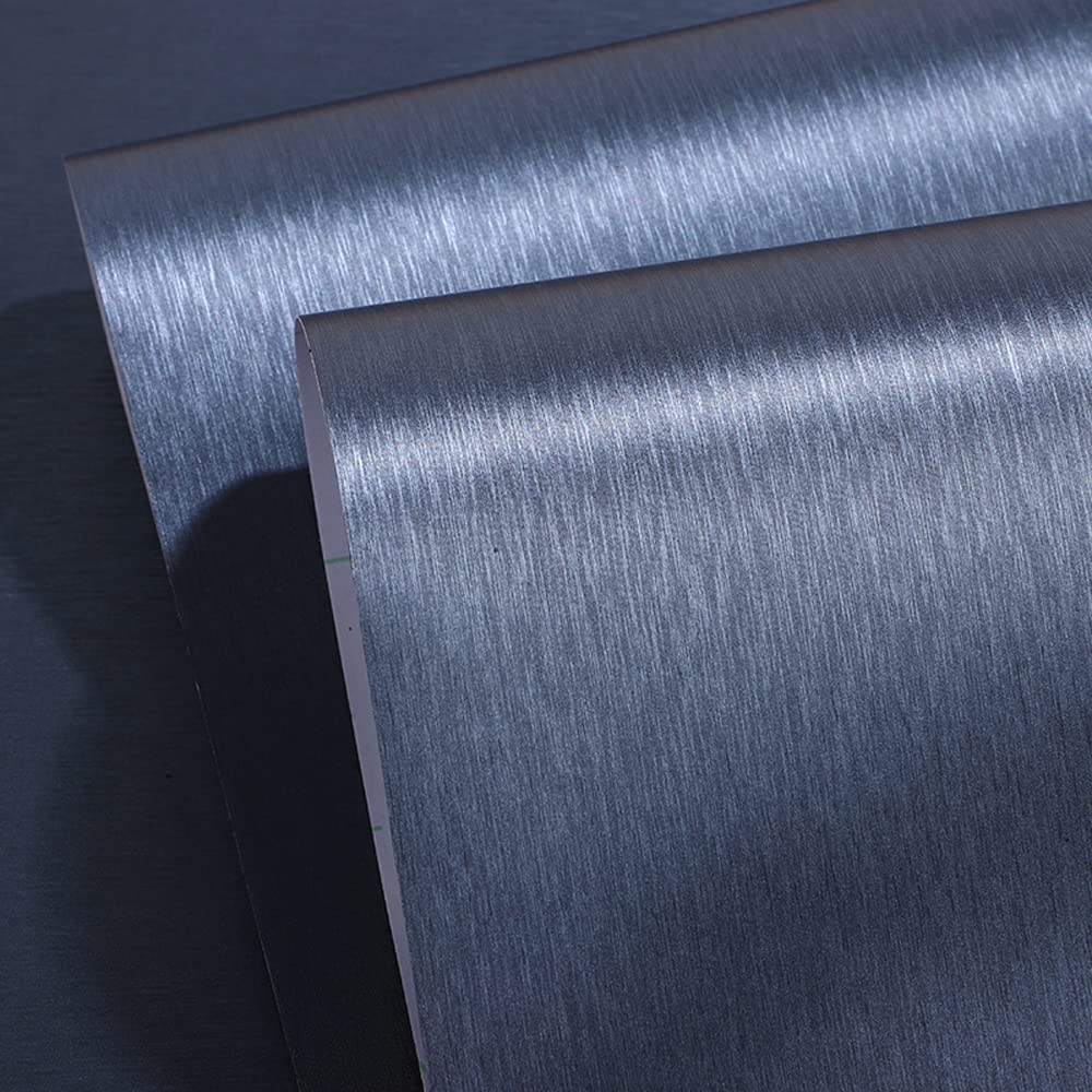 Upgrade Navy Blue Peel and Stick Contact Paper for Dishwasher Fridge Refrigerator Stove Appliances Self Adhsesive Vinyl Film Stainless Steel Wallpaper Removable 15.7x117 Inches