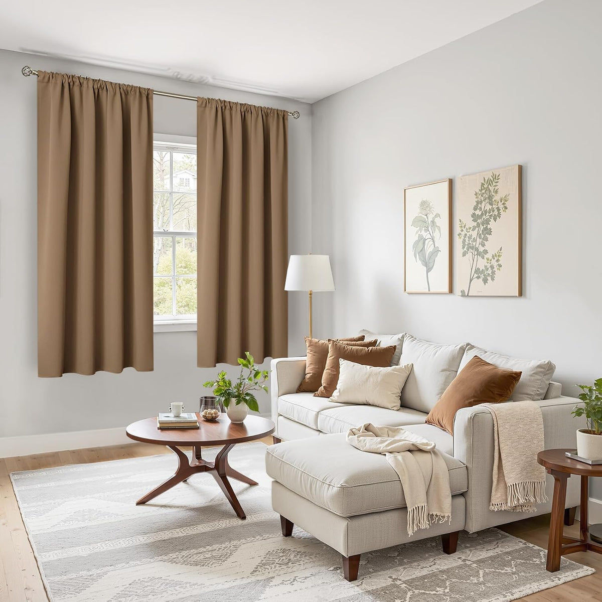 BGment Blackout Curtains for Bedroom 63 Inches Length - Rod Pocket Thermal Insulated 52 Inches Width Room Darkening Curtain Drapes for Living Room, 2 Panels, Taupe, 52 x 63 Inch
