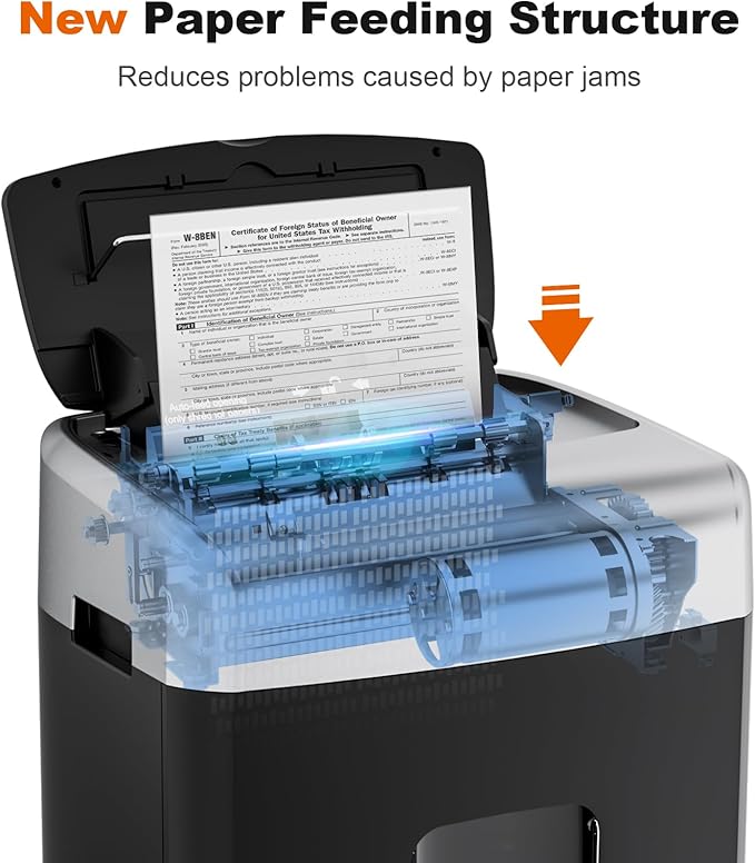 Bonsaii Paper Shredder for Office, 110-Sheet Autofeed Heavy Duty Shredder for Home Office Use, 30 Minutes/Micro Cut/P-4 High Security Level/6 Gallon Large Bin