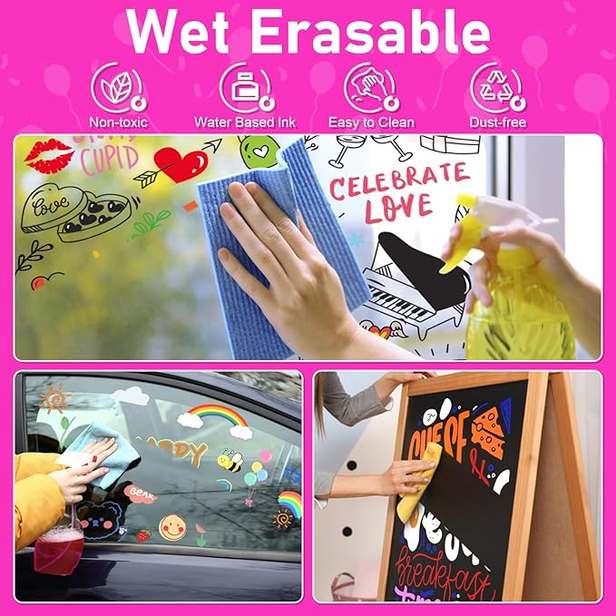 GOTIDEAL Window Markers for Glass Washable,Jumbo Chalk Markers for Blackboard,Car Marker for Auto,Chalkboard,Glass,Mirror,Calendar,School Painting,18 Colors Car Paint Pens with Metallic Colors(10mm)