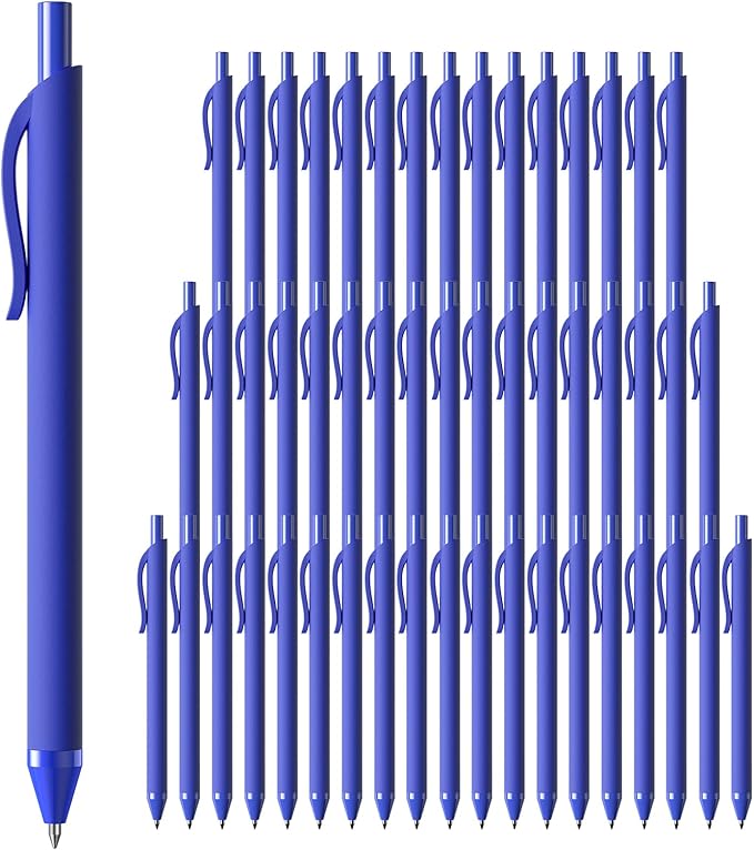 50 Pack Blue Ink Pens - Bulk Pens, 1.0MM Medium Point Ballpoint Pens, Smooth Writing No Bleed Retractable Ball Point Pen (Blue)
