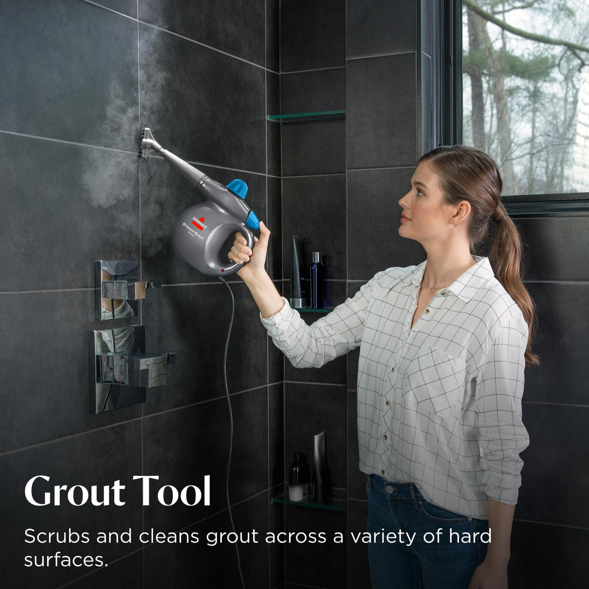 BISSELL® Steam Shot™ Omni handheld portable steam cleaner for tile, grout, windows, bathrooms, kitchens, includes 7 tools