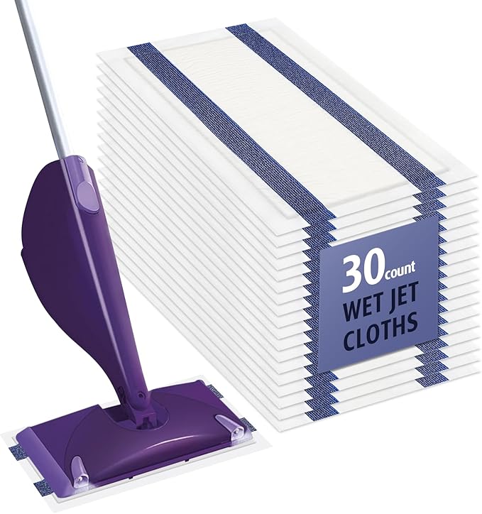 AIR U+ Disposable Mop Pad Refills for Swiffer Wet Jet Mops, Thickned and Absorbent Wet Pads Refill, 30 Count