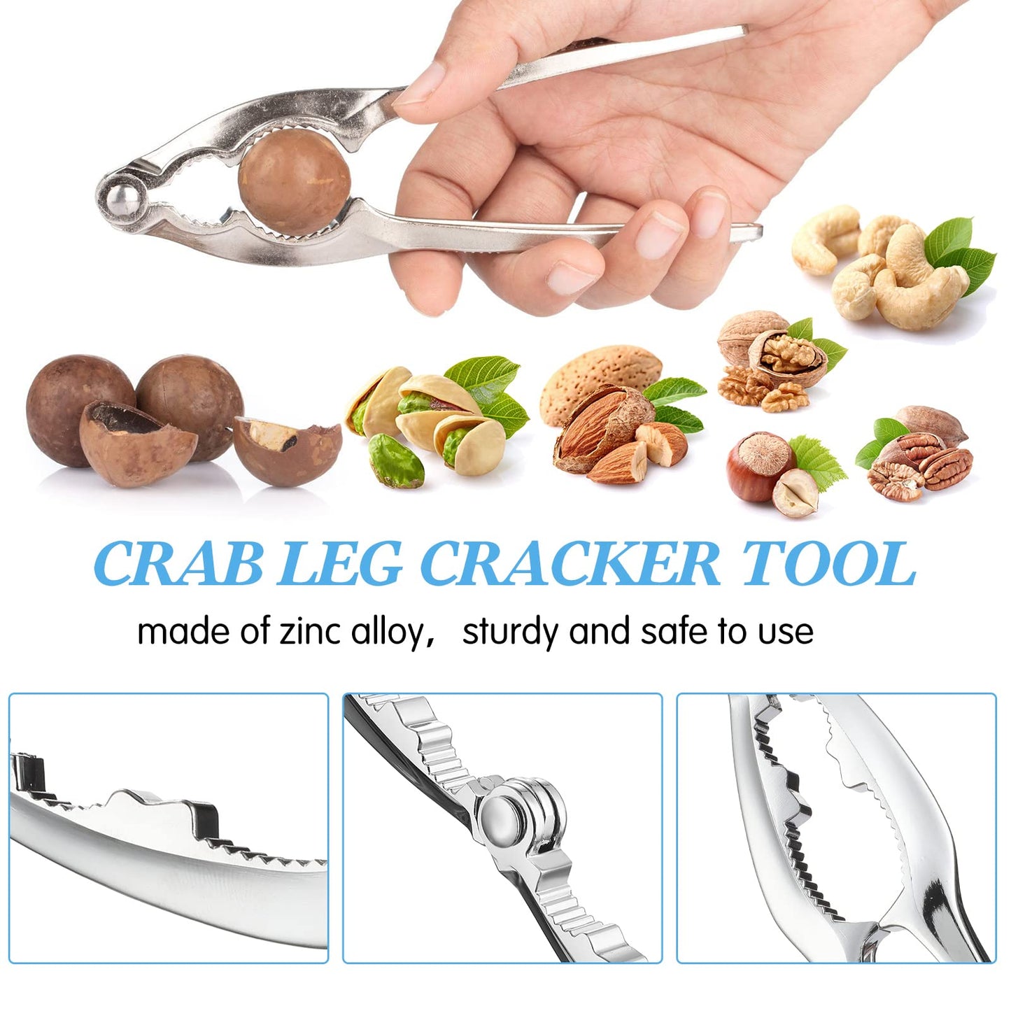 Zhehao Lobster Crackers and Picks Set Seafood Party Dinner Supplies Stainless Steel Crab Leg Tool with Seafood Fork and Bag Heavy Duty Nut Cracker Set Opener Shellfish for Kitchen Restaurant(101 Pcs)