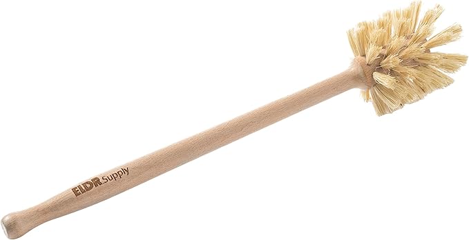 Bottle Brush, 14in Extra Long German Beechwood Handle, Strong Hemp Bristles, Zero Waste, Cleans and Scrubs Hard to Reach Wide Mouth Jars, Glasses, and Tumblers