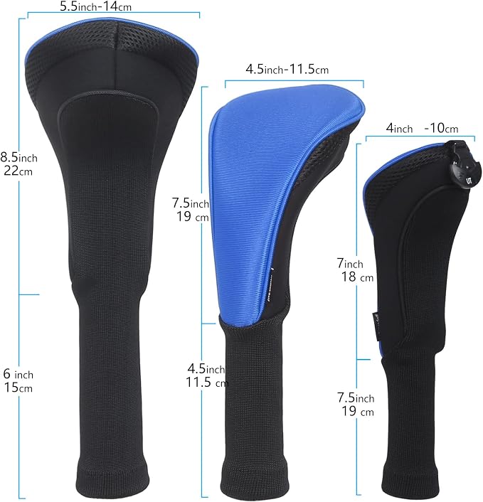 Crafrsman Golf Neoprene Iron Cover Set Blue and Black Golf Headcover Set