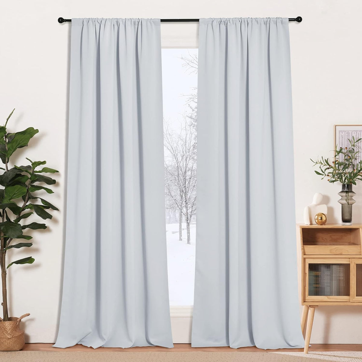RYB HOME Extra Long Curtains 108 inches Length, Blackout Curtains for Living Room Ceiling to Floor Privacy Dividers Picture Window Drapes for Dining Room, W52 x L108 inches, 2 Pieces