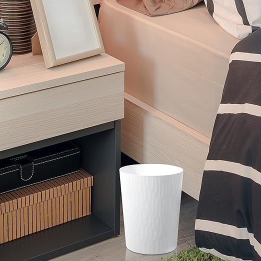 UUJOLY Small Trash Can Wastebasket Garbage Can Container Bins for Bathrooms,Bedroom Room, Kitchens, Offices, Kids Rooms, Dorms, 3 Pack, White