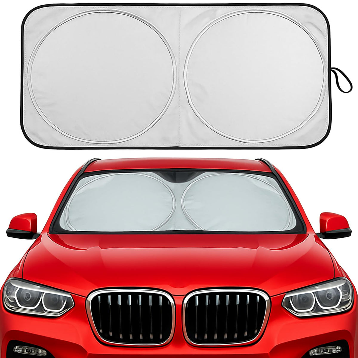 Car Windshield Sun Shade - Foldable Reflective Sun Visor for Cars, SUVs, Trucks, and Vehicles | Heat Blocking Sunshade to Keep Interior Cool | Summer Automotive Accessories