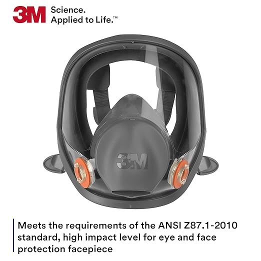 3M Full Facepiece Reusable Respirator 6700, NIOSH, Large Lens, ANSI High Impace Eye Protection, Silicone Face Seal, Four-Point Harness, Comfortable Fit, Painting, Dust, Chemicals, Small