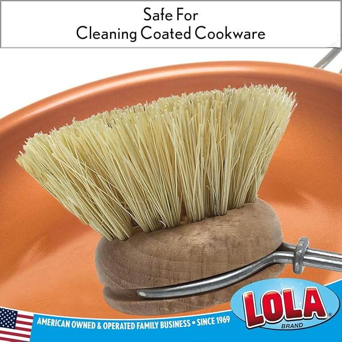 LOLA Replacement Head for The Original Tampico Vegetable & Dish Brush, 1.75" Head, Birchwood & Poly Bristles, Reusable & Washable, 1 Pack