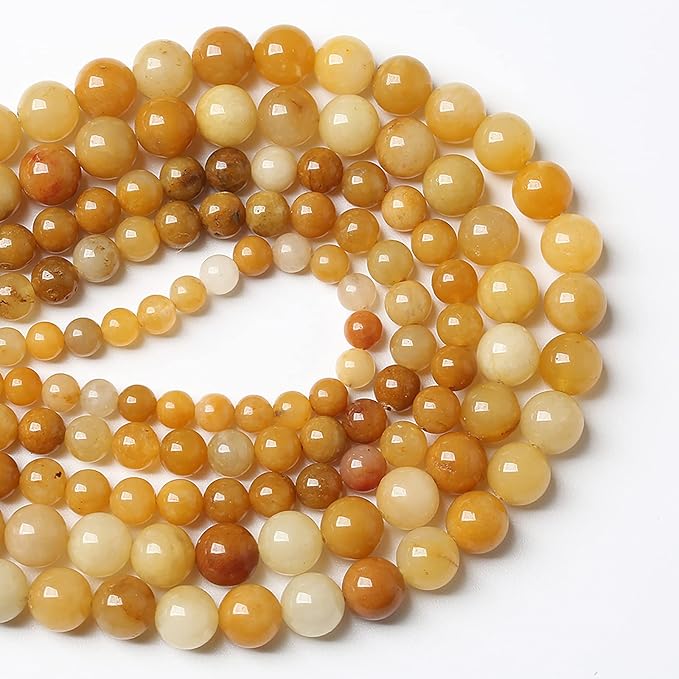 12mm 32pcs Natural Yellow Aventurine Jade Beads Round Loose Beads Energy Crystal Healing Power Gemstone for Jewelry Making DIY Bracelet 15 Inch