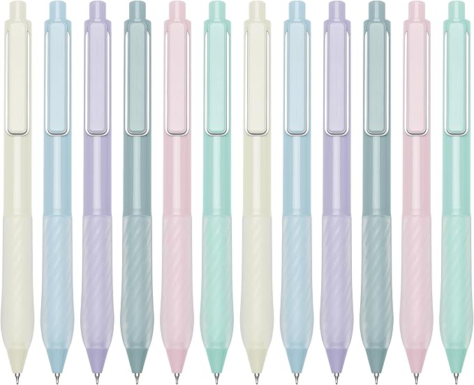 Gel Pens Black Ink Fine Point 0.5mm Retractable Cute Pen for Smooth Writing School Office Supplies (Silver 12-count)