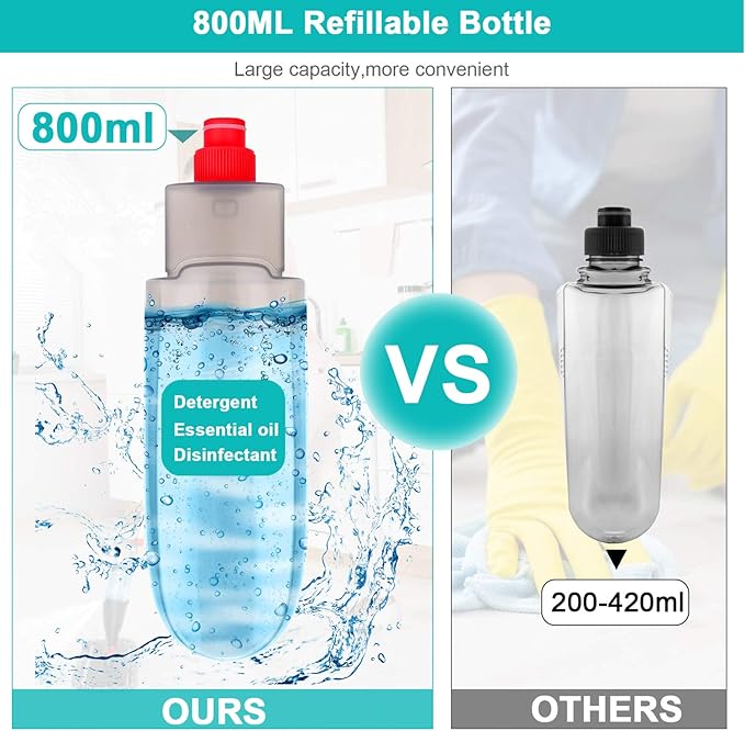 Spray Mop for Floor Cleaning with 3pcs Washable Pads - Wet Dry Microfiber Mop with 800 ml Refillable Bottle for Kitchen Wood Floor Hardwood Laminate Ceramic Tiles Floors Dust Cleaning
