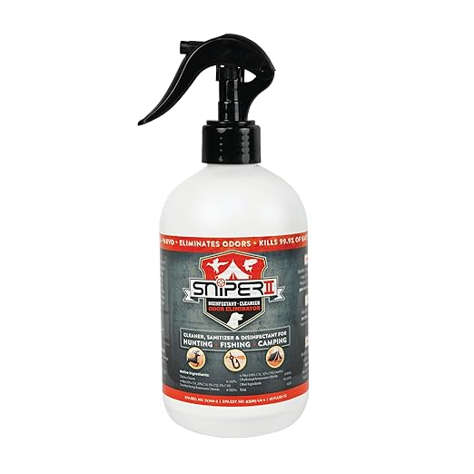 SNiPER II Disinfectant Cleanser and Odor Eliminator, Cleaner for Outdoor Disinfecting Purposes, Use for Hunting, Fishing, and Camping, Made in the USA, 16 Ounce Spray Bottle