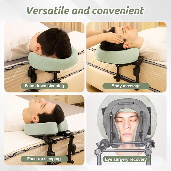 Massage Headrest for Bed, Adjustable Massage Face Cradle at Home, Portable Massage Table Kit for Sleeping Mattress, Face Down Pillow After Eye Surgery