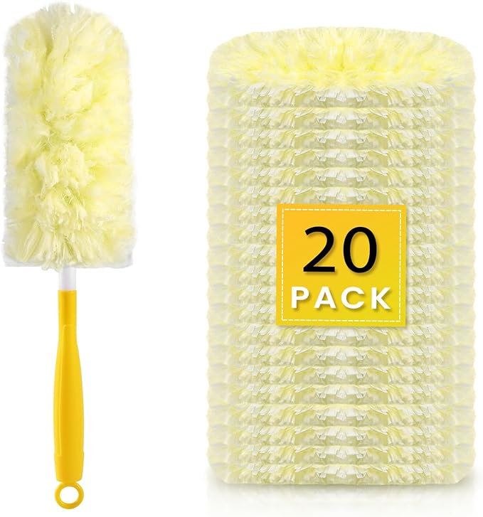 360 Duster Refills Kit, 20 Count Heavy Duty Disposable Microfiber Dusters (Yellow)