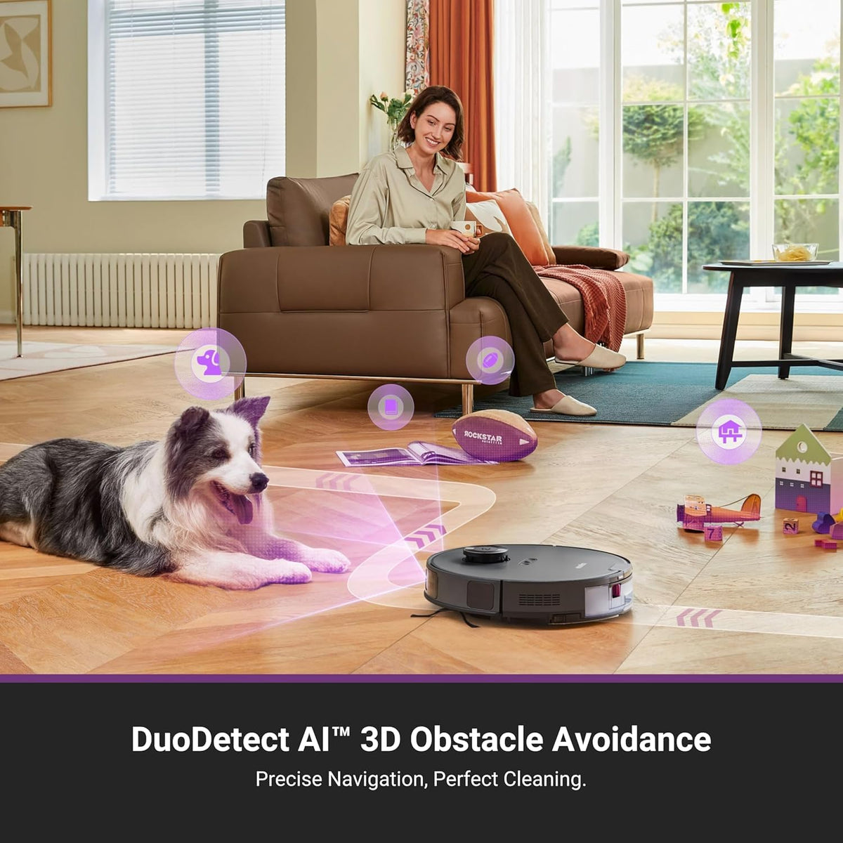 Eureka E20 Plus Robot Vacuum and Mop Combo, Robot Vacuum Cleaner with Bagless Self Emptying Station, 45-Day Capacity 8000Pa Suction and Anti Hair-Tangling Brush App Control LiDAR Navigation