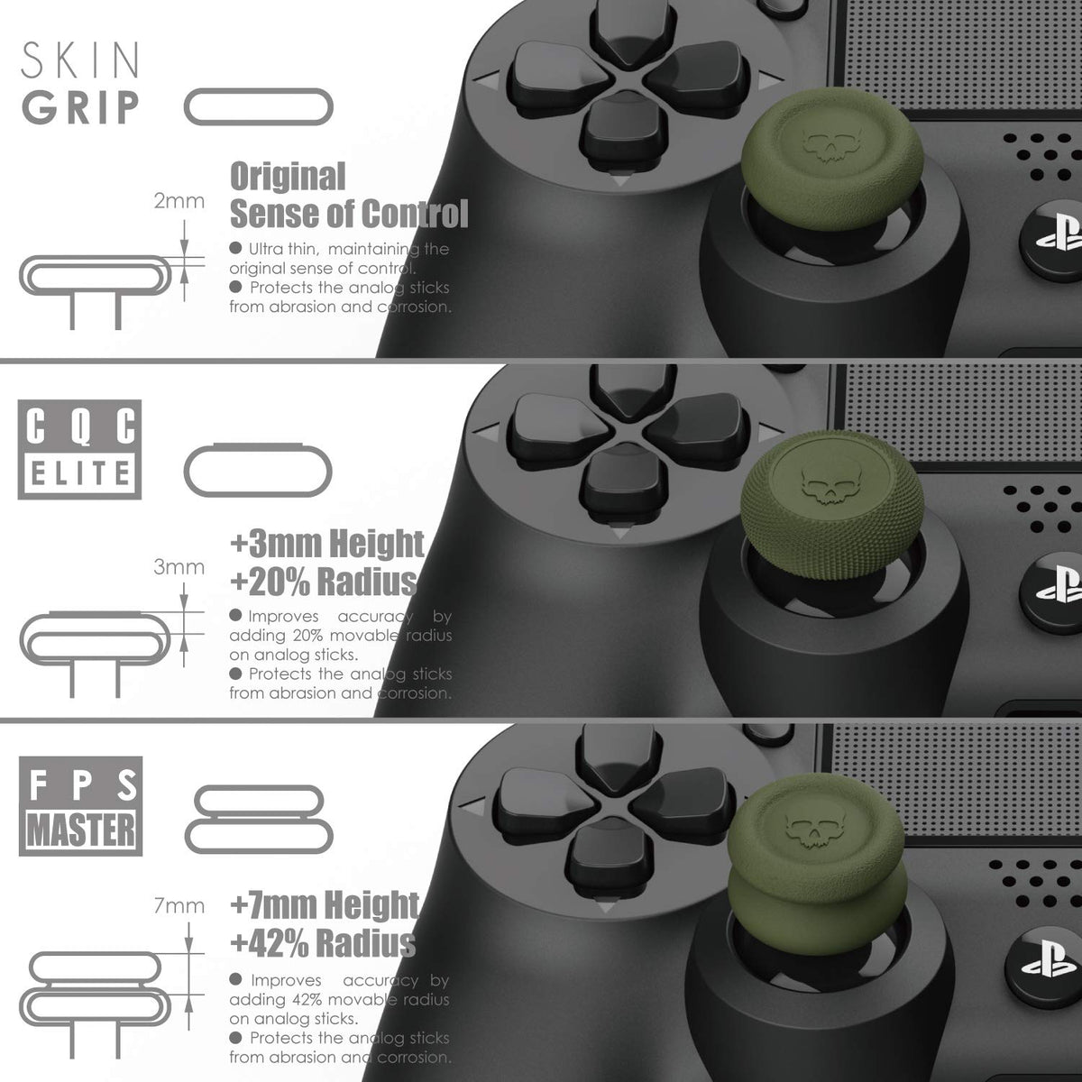 Skull & Co. Skin, CQC and FPS Thumb Grip Set Joystick Cap Analog Stick Cap for Nintendo Switch Pro Controller & PS4 / Slim/Pro Controller- Galactic Purple, 3Pairs(6pcs)