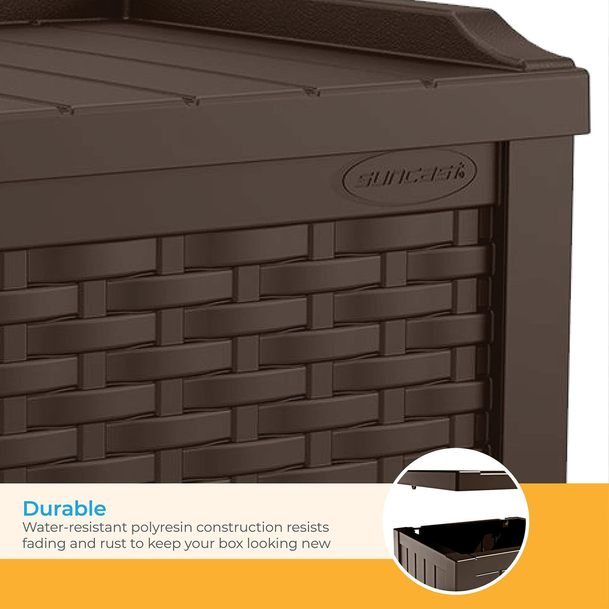 Suncast 22 Gallon Small Resin Storage Seat, Java, SSW600J