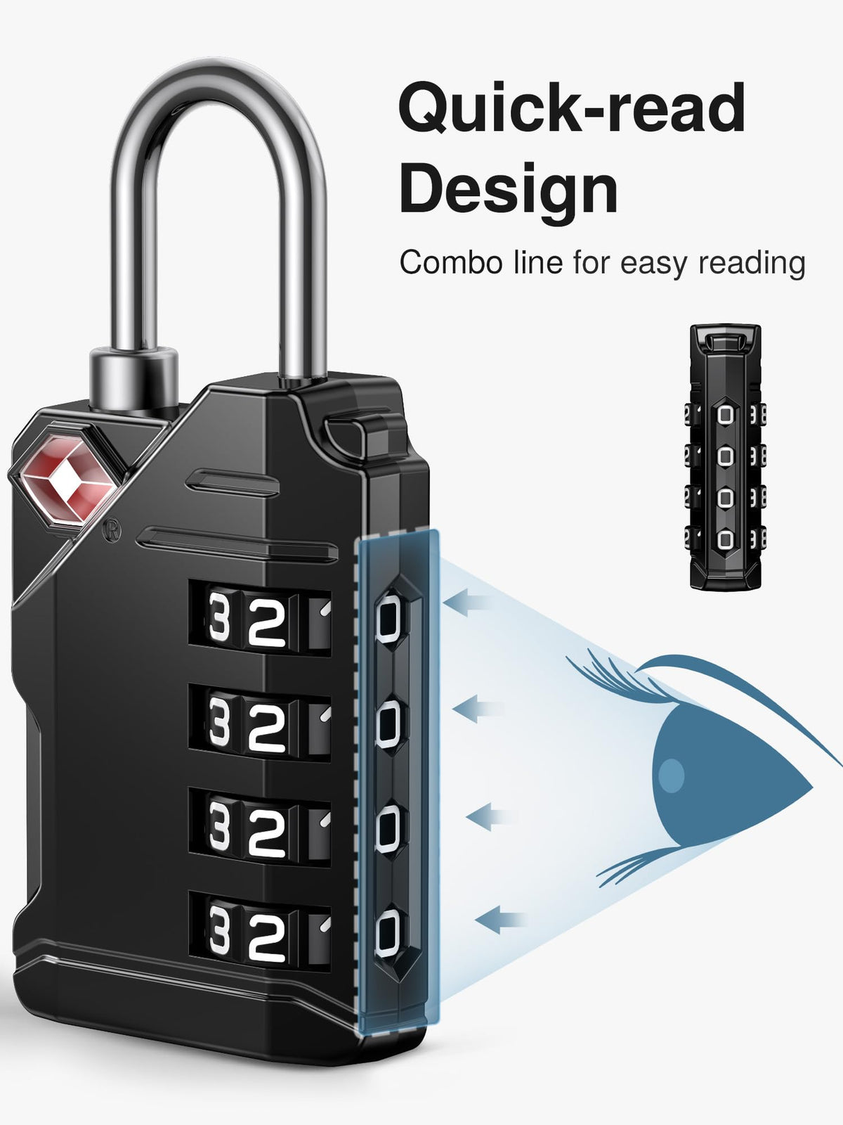 Puroma TSA Approved Travel Luggage Locks, 2 Pack Black 4 Digit Resettable Combination Code Lock with Zinc Alloy Body for Suitcase, Backpack, Laptop Bag, Gym Locker, Toolbox