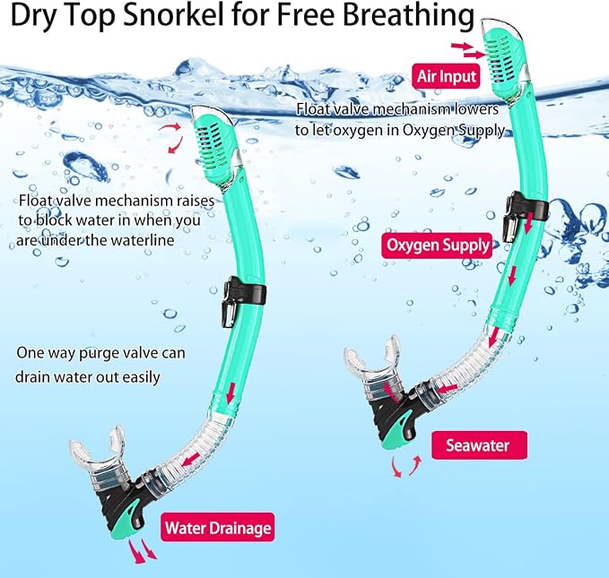 Snorkeling Gear for Adults with Fins Scuba Diving Gear Adult Professional Travel Snorkel Sets with Flippers,Anti-Fog Anti-Leak Diving Mask