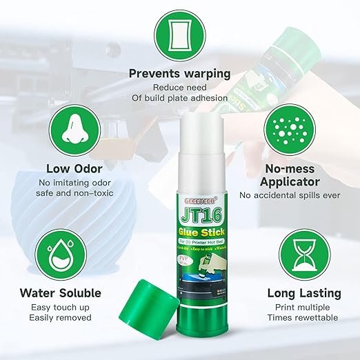 Geeetech 3 Pieces 3D Printer Glue Sticks 36 Gram Each PVP Solid Glue Stick for 3D Printer Hot Bed, Water-Soluble Glue Stick, Quick Dry, Easy to Stick and Washable
