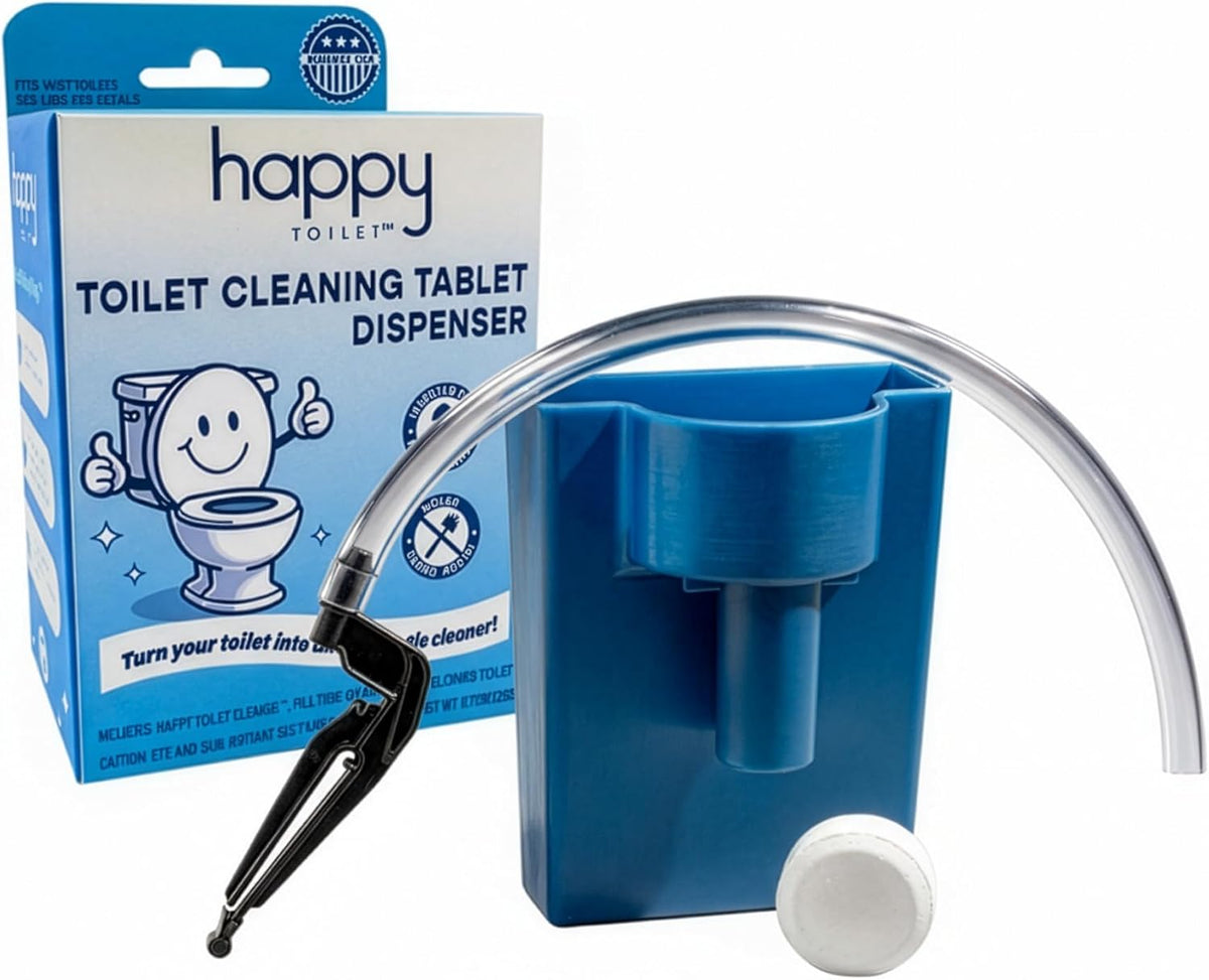 Happy Toilet Cleaner â Self-Cleaning Toilet System | Easy Install Toilet Tablet Holder for a Deep Clean with Every Flush | Made in the USA