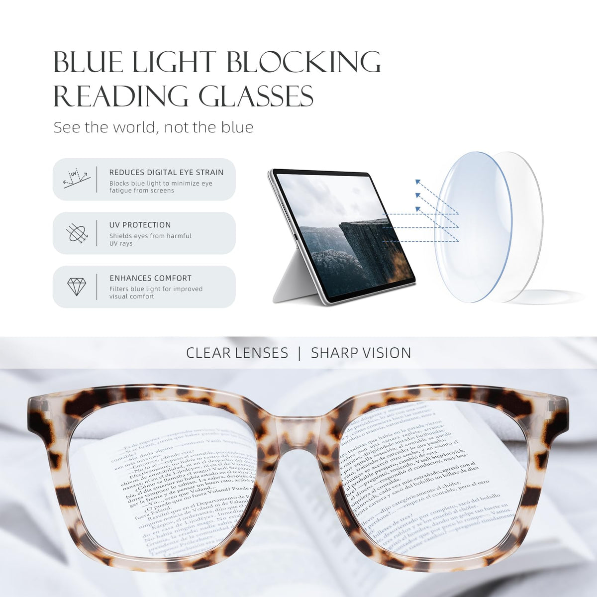AIMISUV Reading Glasses for Women Men - Blue Light Blocking Magnifying Readers,Oprah Square Anti-Glare Computer Eyeglasses(3Pack,3.0X)