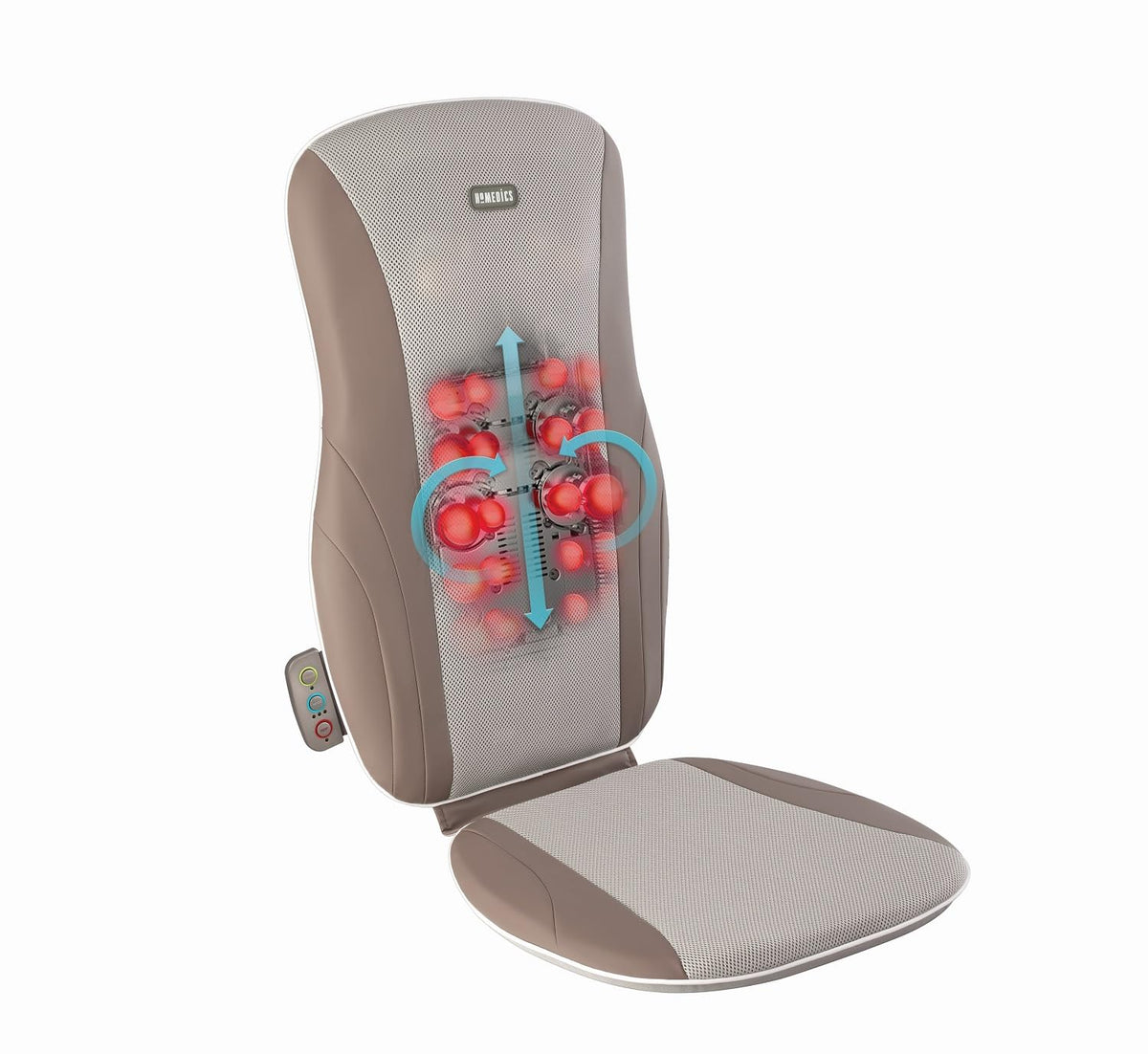 Homedics Shiatsu Massage Cushion with Heat for Full, Upper, and Lower Back, Deep Kneading Massager, Fits Most Chairs for Home or Office Use, Custom Comfort with 3 Zones for Targeted Control