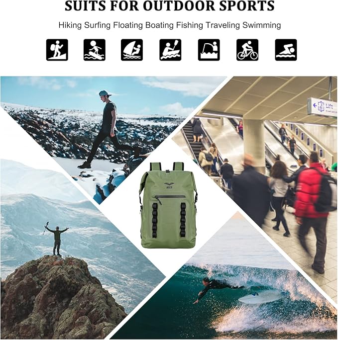 MIER Dry Bag Waterproof Backpack 30L Dry Sack Heavy Duty Roll-Top Closure for Kayaking, Beach, Boating, Swimming, Surfing